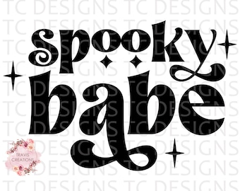 Spooky Babe Retro Halloween SVG, Halloween PNG Sublimation, Halloween Retro DTG Printing