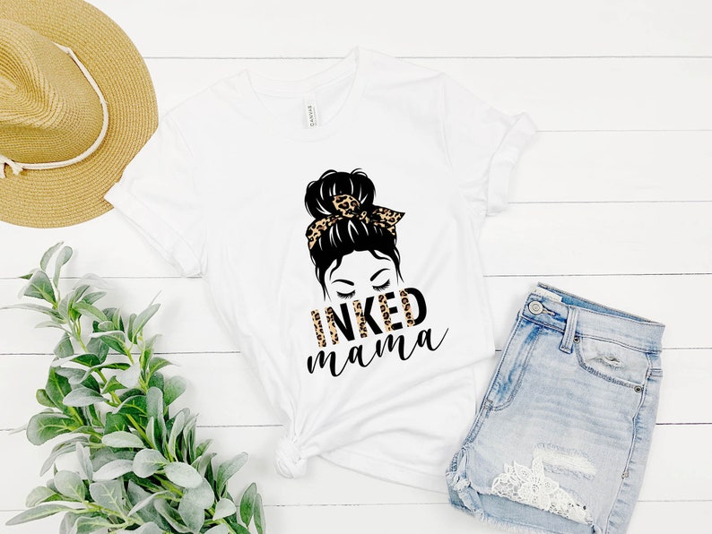Inked Mama Messy Bun Leopard Print Sublimation PNG File, DTG Print File image 2