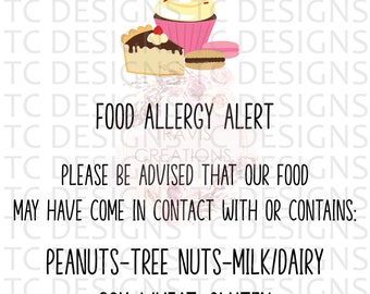 Food Allergy Alert Sticker Designs PNG, Sticker Designs, Digital Download, Small Business Sticker Design, PNG