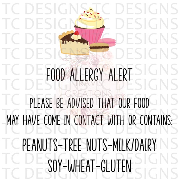 Food Allergy Alert Sticker Designs PNG, Sticker Designs, Digital Download, Small Business Sticker Design, PNG