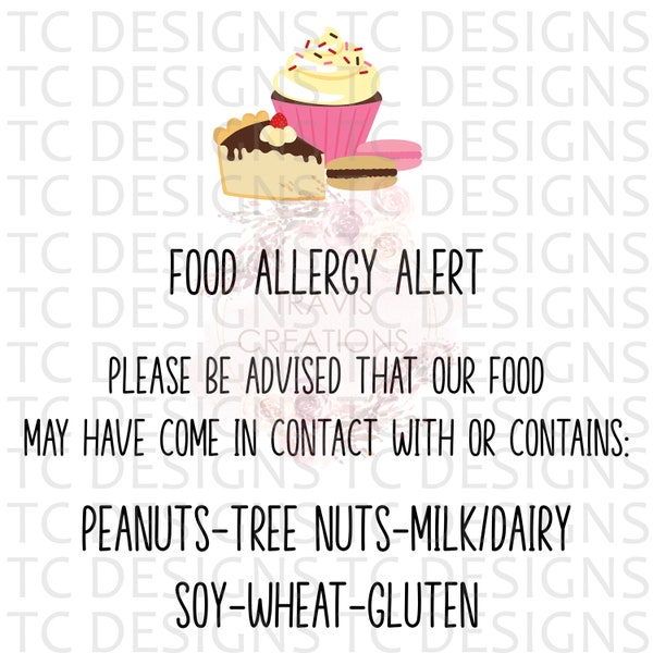 Food Allergy Alert Sticker Designs PNG, Sticker Designs, Digital Download, Small Business Sticker Design, PNG
