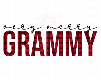 Very Merry Grammy PNG Digital Download For Sublimation Or DTG Printing, Christmas Design Downloads, Buffalo Plaid Print, PNG