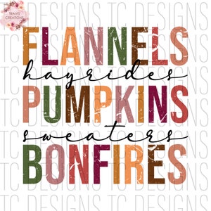 Flannels Hayrides Pumpkins Vintage Or Clean PNG File for Sublimation, Fall Sublimation, Autumn, Thanksgiving, October,  SVG