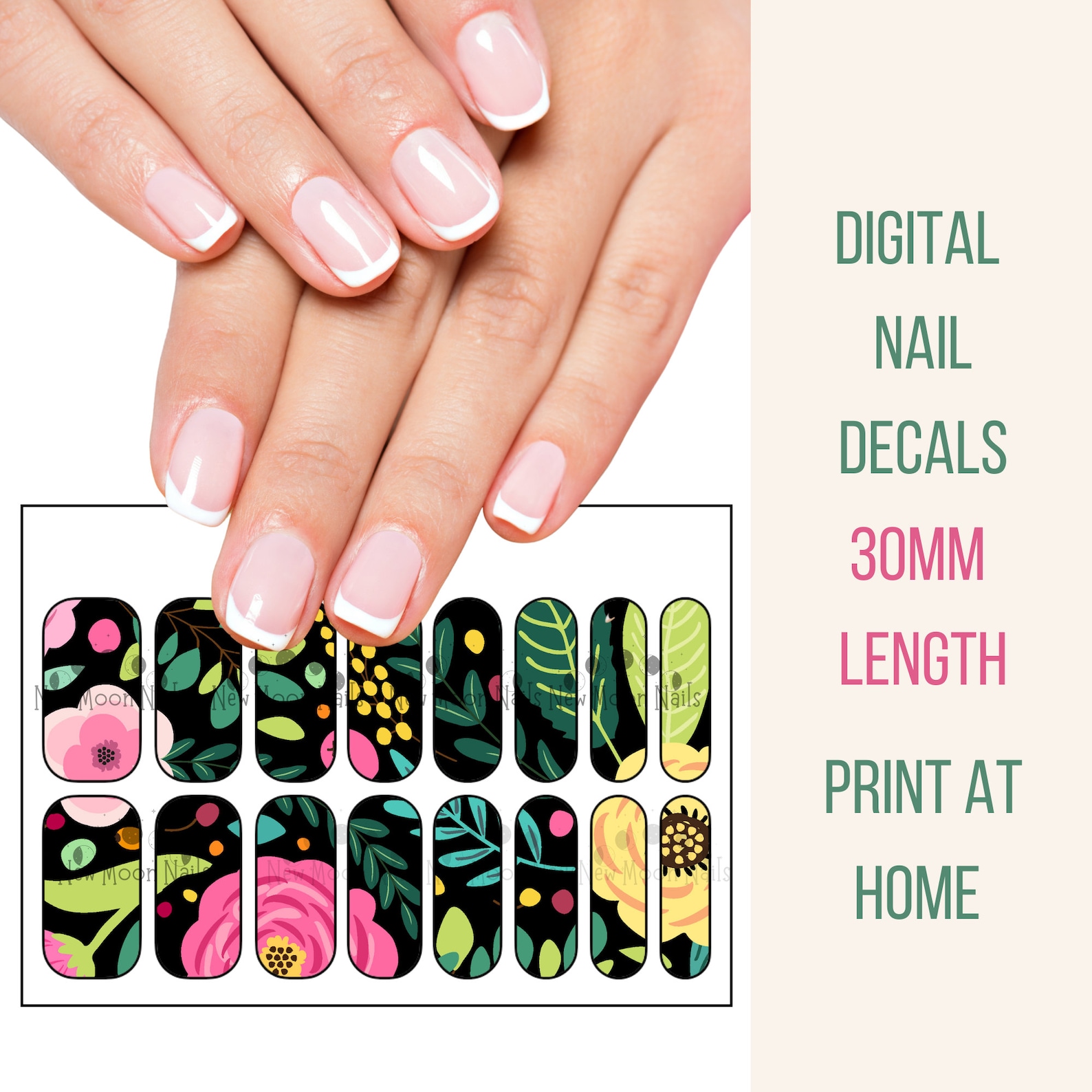 Nail Template Printable Nail Art Digital Nail Decal Digital Nail