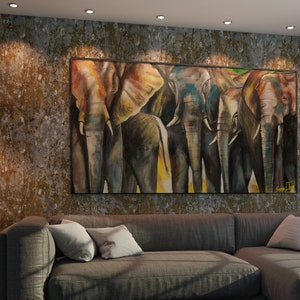 Elephants, African Animals, Zimbabwe Art, Black Artist, Digital Download, Zimbabwean Painting, Instant Print, Give Back, Disabled Artist