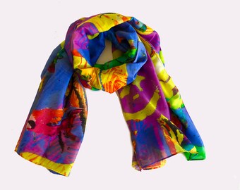 Parrot Women's Scarf Multicolored Designer Scarf Lightweight Natural Blend cotton Silk Shawl Gift for Women