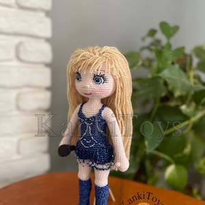 Taylor Swift,Amigurumi, 34 cm. in blue dress.Special toy, Personal amigurumi doll, natural toy,