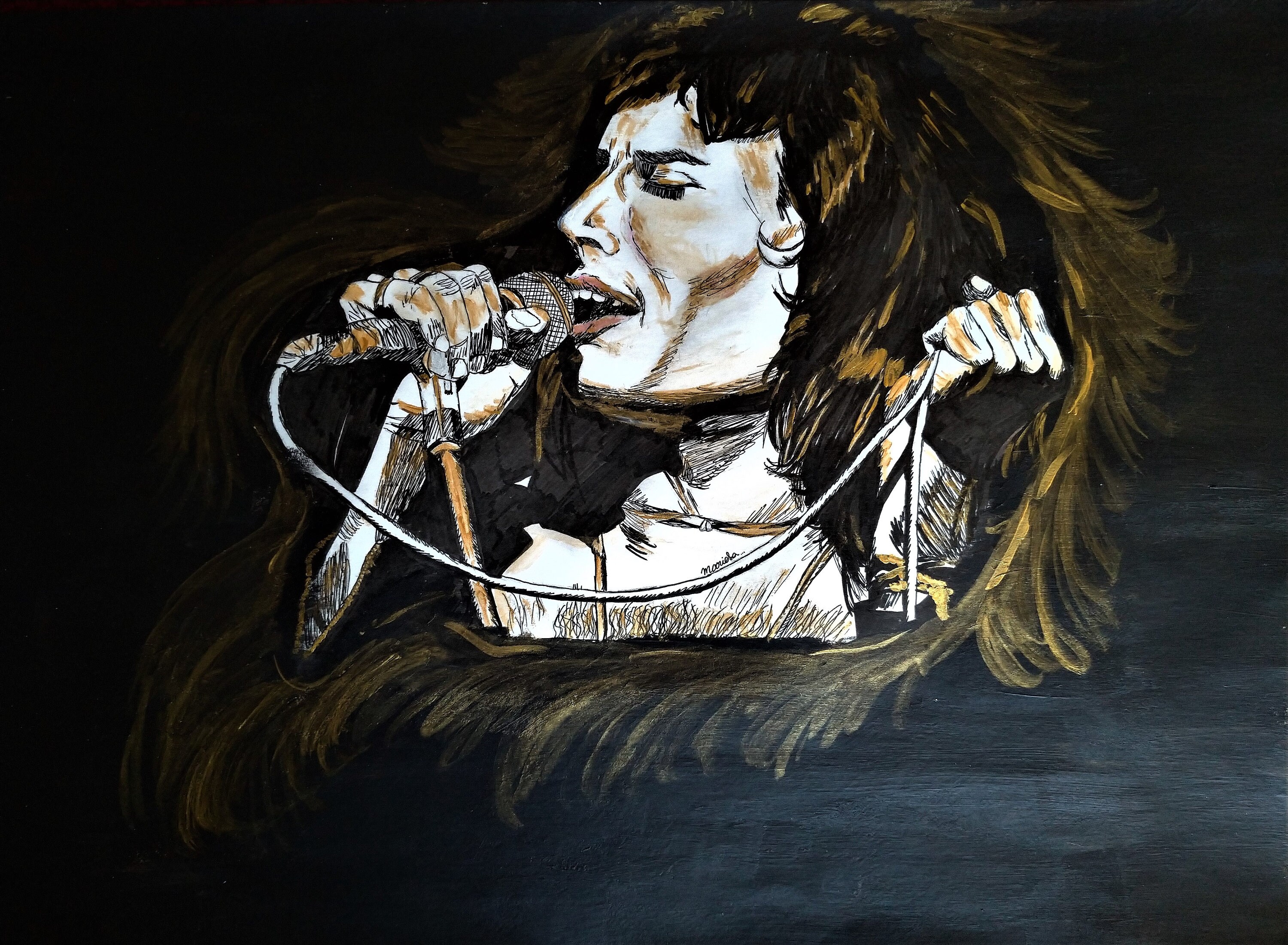 Dessin Fait Main Freddie Mercury Queen Pièce Unique