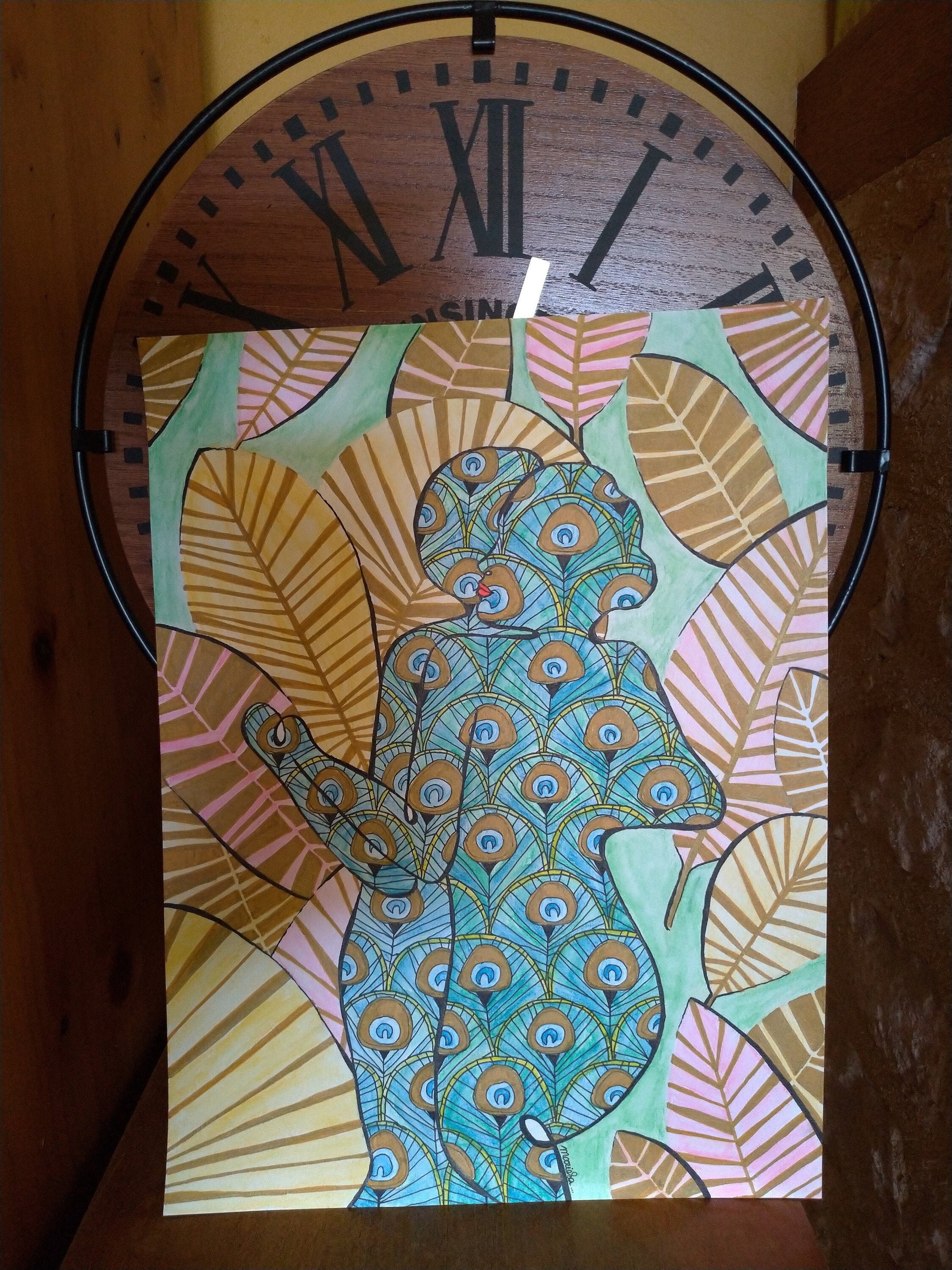 Dessin Fait Main Danseurs Art Déco One Line Pièce Unique