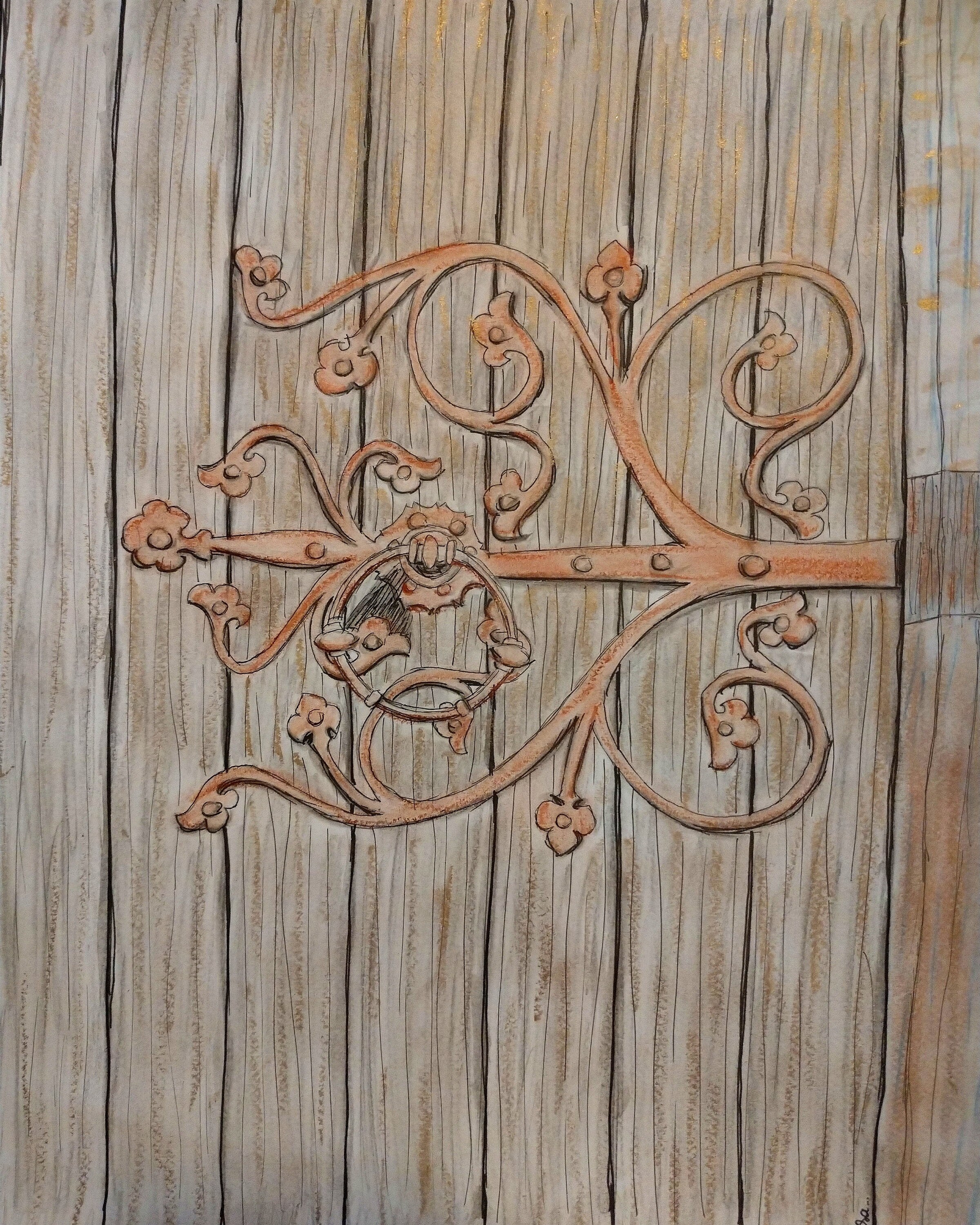 Dessin Door Knocker Pièce Unique Fait Main