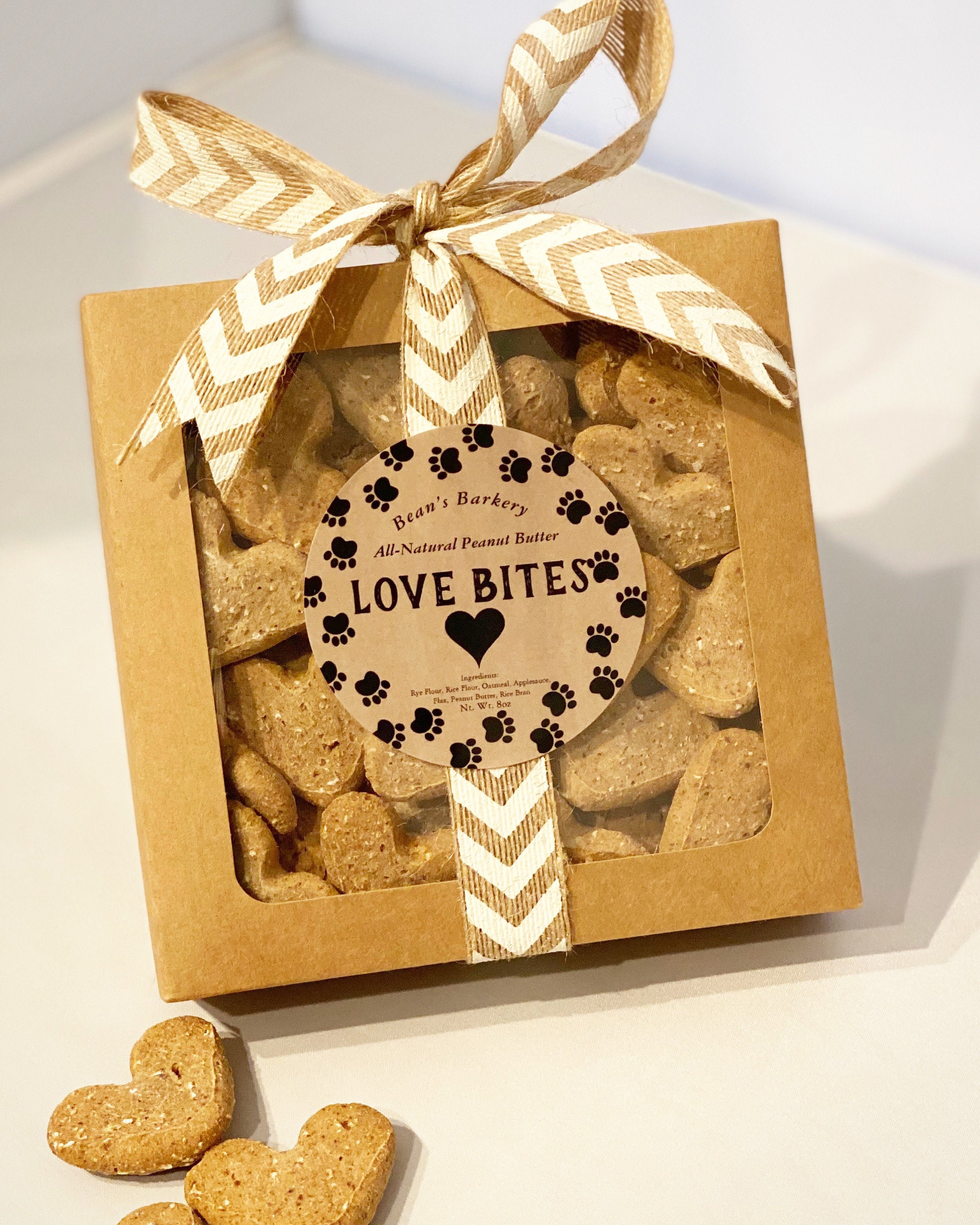 Natural Dog Treats Peanut Butter Heart Shaped Love Bites Boxed Etsy