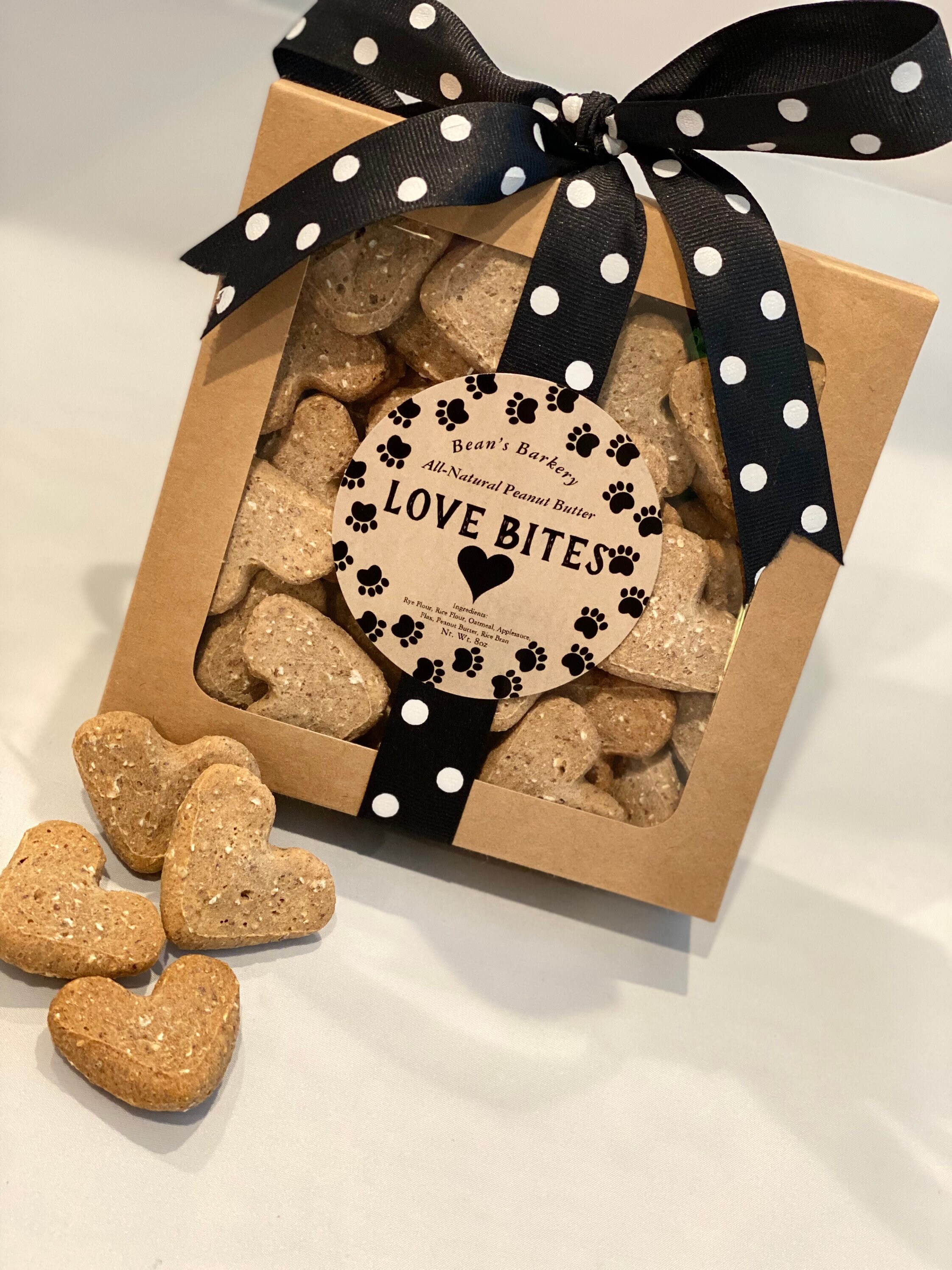 Natural Dog Treats Peanut Butter Heart Shaped Love Bites Boxed Etsy