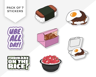 So Ono Hawaii Food Sticker Pack – Set of 7 Waterproof Vinyl Decals for Laptop & Water Bottle