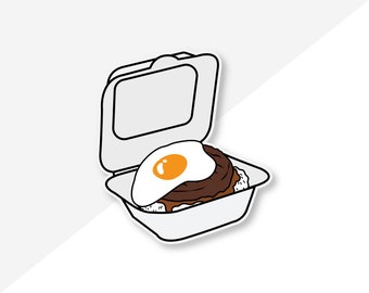 Loco Moco Takeout Sticker – Hawaii Food Vinyl Decal 3″ Waterproof Laptop & Bottle Sticker