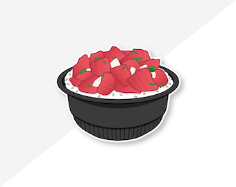 Poke Bowl Sticker – 3″ Waterproof Hawaii Food Vinyl Decal for Water Bottle & Laptop
