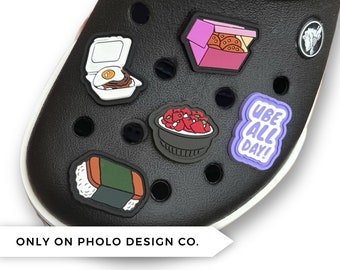 Hawaii Food Shoe Charms – Crocs Accessories (Musubi, Ube, Loco Moco, Malasadas, Poke)