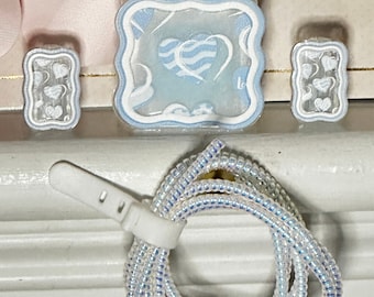 5pc  Heart Data cable and adapter protection decor.