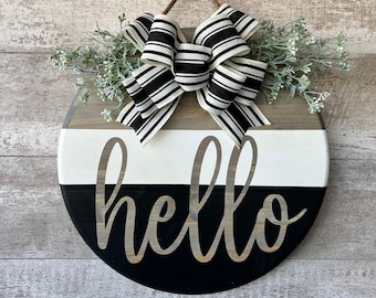 Hello Front Door Hanger, Interchangeable Bow Door Hanger, Front Door Decor, Porch Decor, Door Hanger