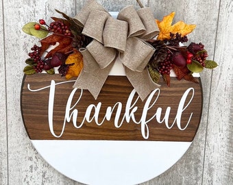 Fall Door Hanger, Thankful, Fall Front Door Décor, Fall Wreath, Door Wreath