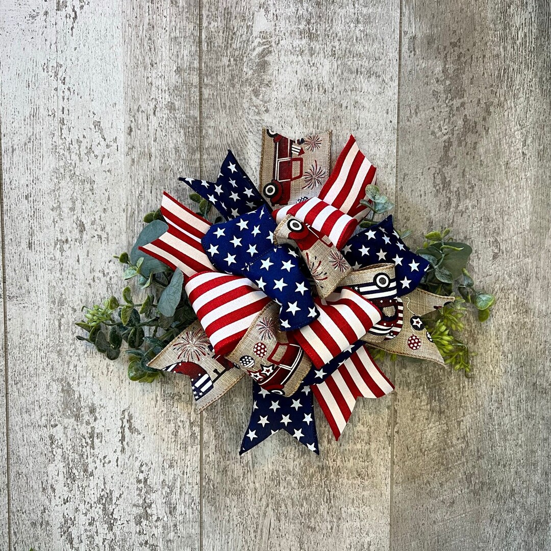 Interchangeable Door Hanger Bow Attachment, Door Hanger Bow, Patriotic