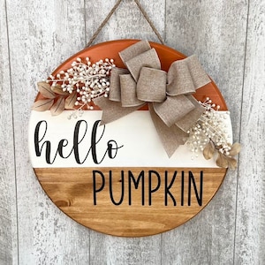 Fall Door Hanger, Hello Pumpkin Door Hanger, Fall Door Decor, Fall Wreath