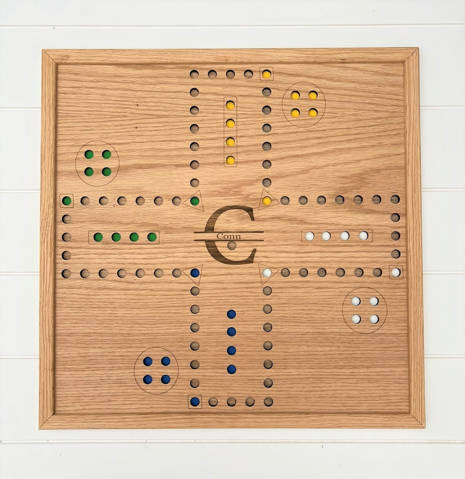 Aggravation Board Game 2 to 4 player. Hand made. Wahoo, Marble Wood gj