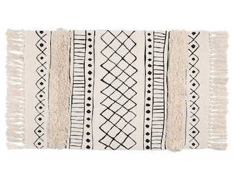 Tappeto in stile boho con nappe, trapuntato, passatoia, 60 x 130 cm e 60 x 90 cm, tappeto in cotone, decorazione scandinava, stile country, decorazione boho