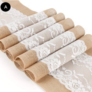Table runner jute rustic in country house style made of jute and lace table decoration wedding birthday boho decoration jute table runner jute runner A: Freya