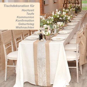 Chemin de table en jute rustique de style maison de campagne en décoration de table en jute et dentelle image 2