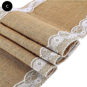 Table runner jute rustic in country house style made of jute and lace table decoration wedding birthday boho decoration jute table runner jute runner C: Edda