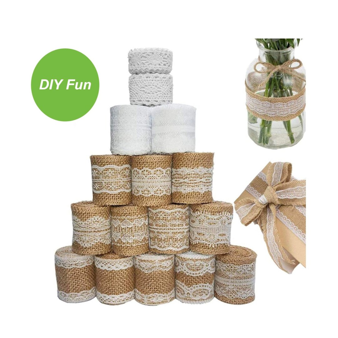 Produktbild von 9,1 M Langes Jute-Schleifenband Aus Jute, Für Hochzeiten, Dekoratives Bastelband Für Bastelarbeiten, Verpackungen, Zuhause, Party-Dekoration