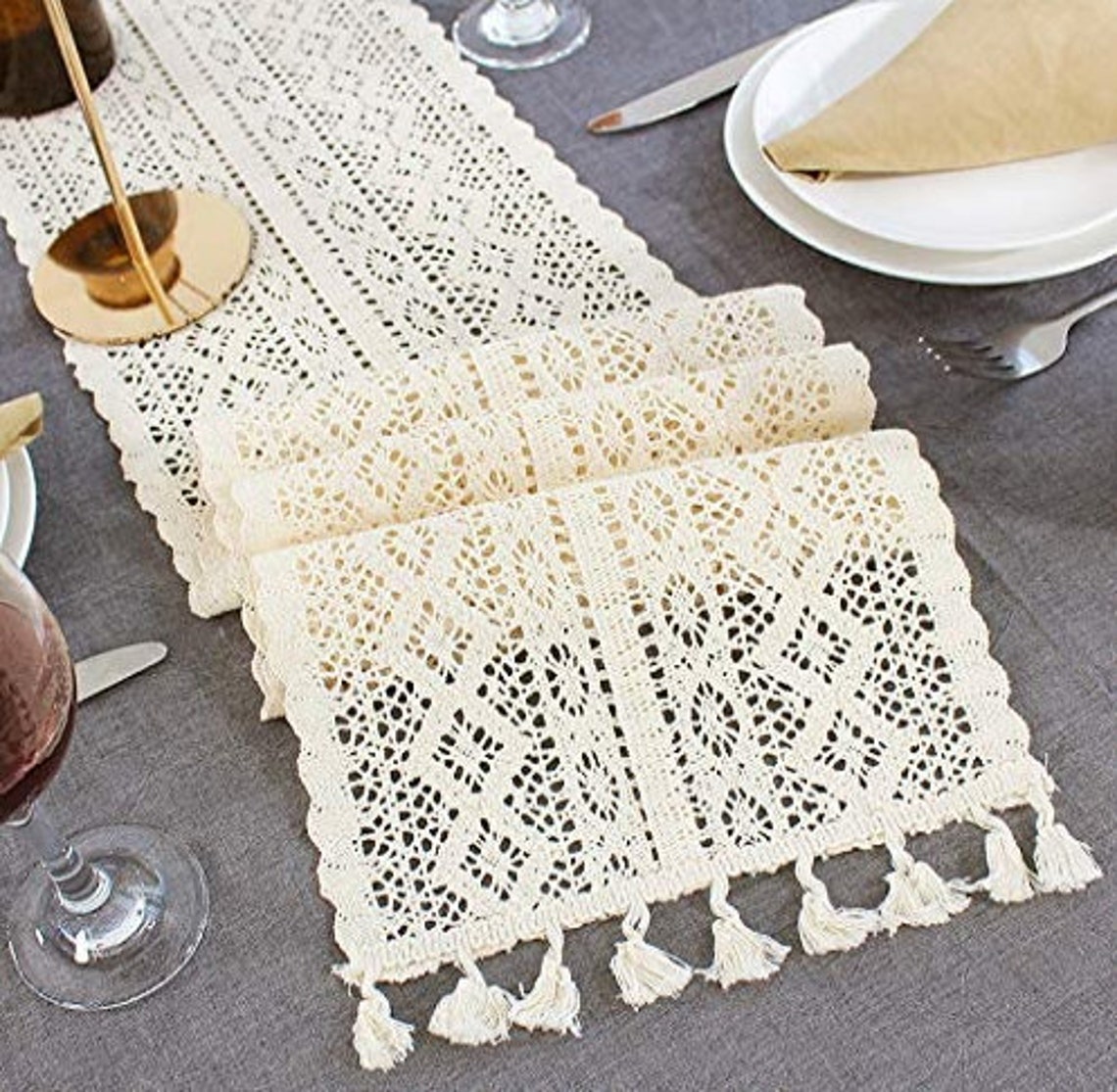 Macrame Table Runner Boho 140/180/220 x 24 cm Rectangular Etsy