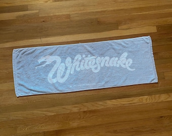 VINTAGE ! WHITESNAKE towel . Original logo , circa 1981 a rare find .  Light gray .