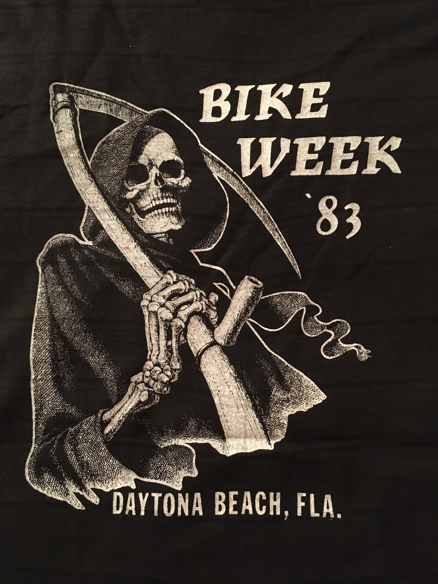 1980’s Daytona Bike week Vintage Skull Nostalgia 2008 Bike Week Daytona Beach Spade Skull Flag T