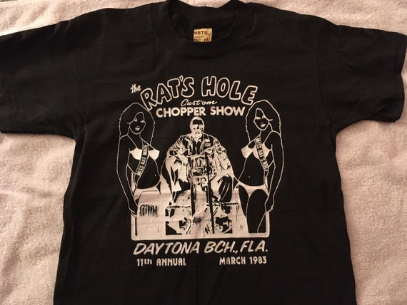 Vintage 80's Rats Hole Bike Week T-shirt . RARE FIND With Bike