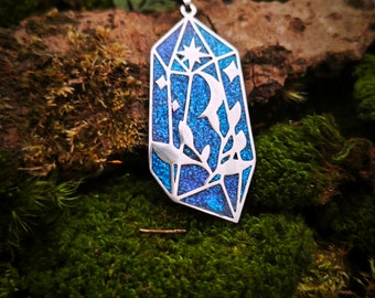 Magical stainless steel witchy crystal pendant