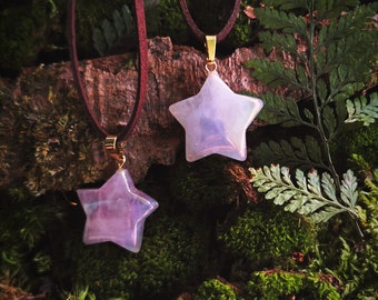 Magical Angel aura Rose quartz crystal Star pendant