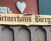 Wooden sign laser engraved with desired text for barbecue hut, beer garden or hut