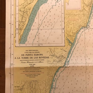 Vintage hydrographic map Estepona  Gibraltar area (Spain), 1962