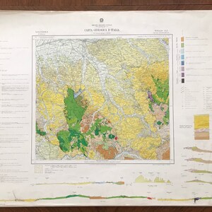 Vintage geological maps Pontremoli Massa Carrara ; 1968; scale 1:25.000
