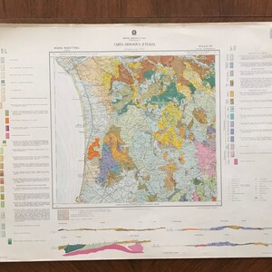 cartes géologiques anciennes Massa Maritima (Grosseto); 1969; échelle 1:25.000