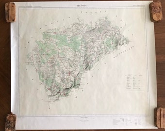 Mapa geográfico vintage provincia Segovia (España). 1972. Escala 1:200.000