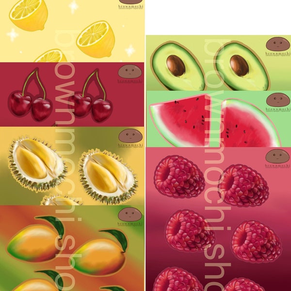 stickers sheet 1pc | digital art hand drawn fruit design - easy peel waterproof perfect for scrapbooking and gadget decoration