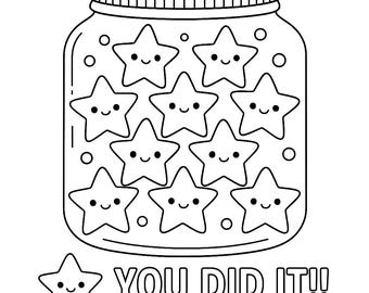 Página para colorear de la tabla de recompensas Kawaii Kids (PDF imprimible)