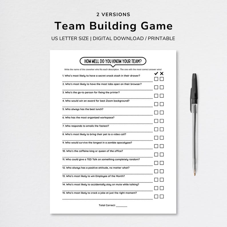 Team Building Game, Office Games, How Well Do You Know Your Team, Ice ...