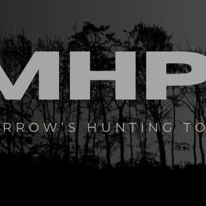 May include: A grayscale image featuring the letters "MHP" in bold, light gray font, above the tagline "CRAFTING TOMORROW'S HUNTING TOOLS TODAY." A silhouetted forest of trees forms the backdrop, with a gradient sky.