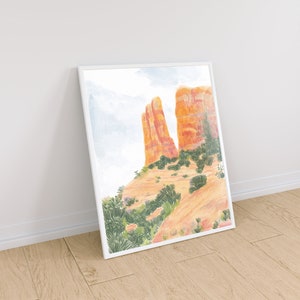 Printable Landscape Illustration Wall Art Cathedral Rock in Sedona ...
