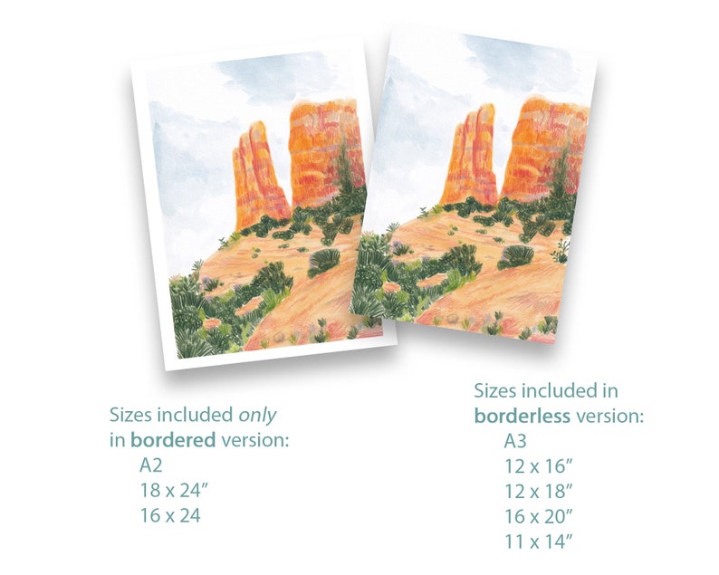 Printable Landscape Illustration Wall Art Cathedral Rock in Sedona ...