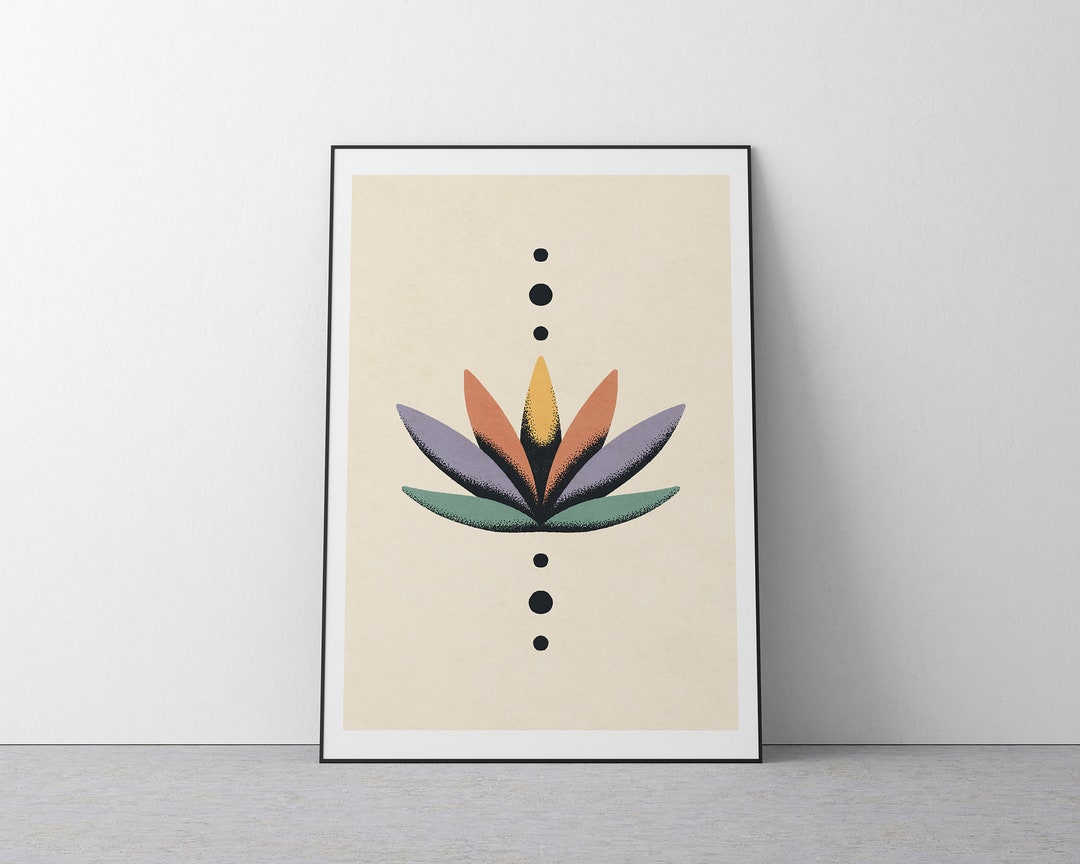 Printable Lotus Art Print Vintage Wall Decor Illustration for Yoga and ...