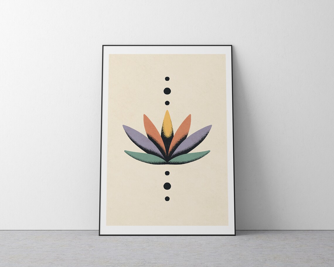Printable Lotus Art Print Vintage Wall Decor Illustration for Yoga and ...